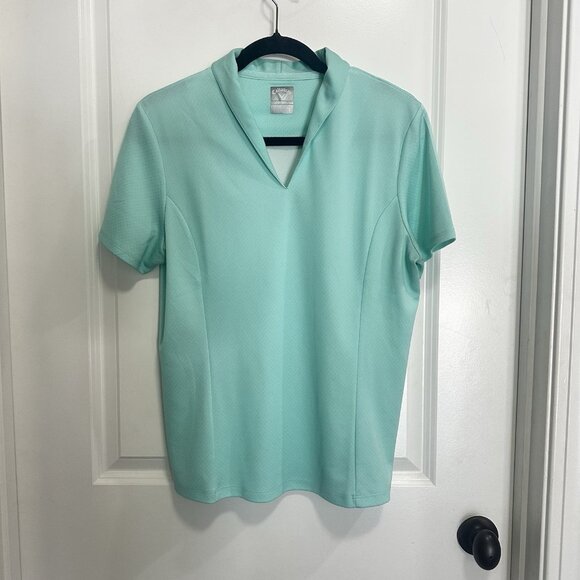 Callaway Women’s Opti-Dry Golf Polo Shirt Sz Med Aqua Blue Quick Dry MSRP $117 - Picture 3 of 12